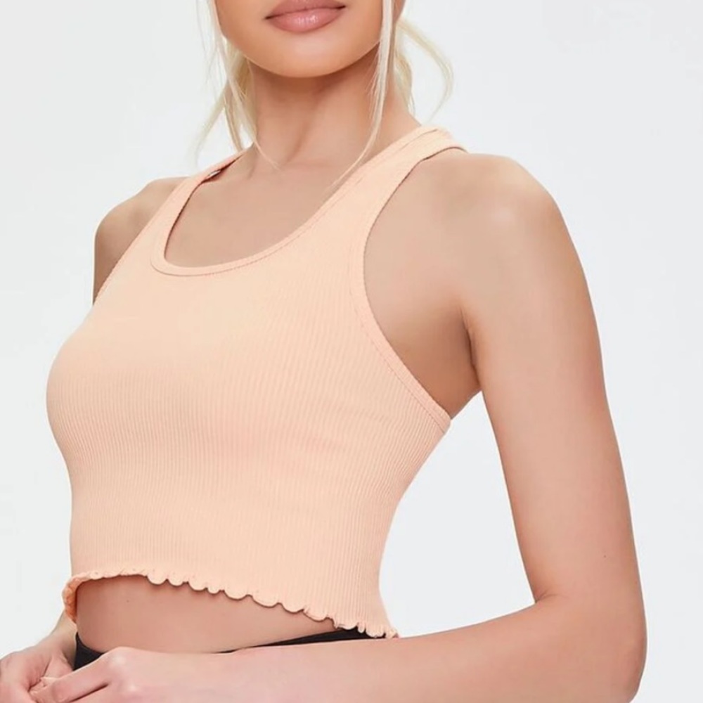 Forever 21 Light Pink Rib Knit Cropped Tank Top